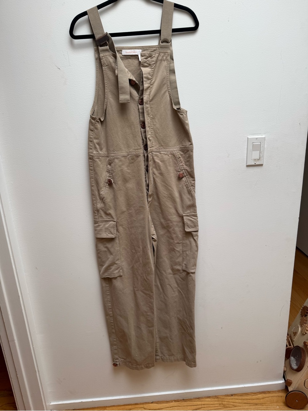 See By Chloe Khaki Utility Cargo Jumpsuit